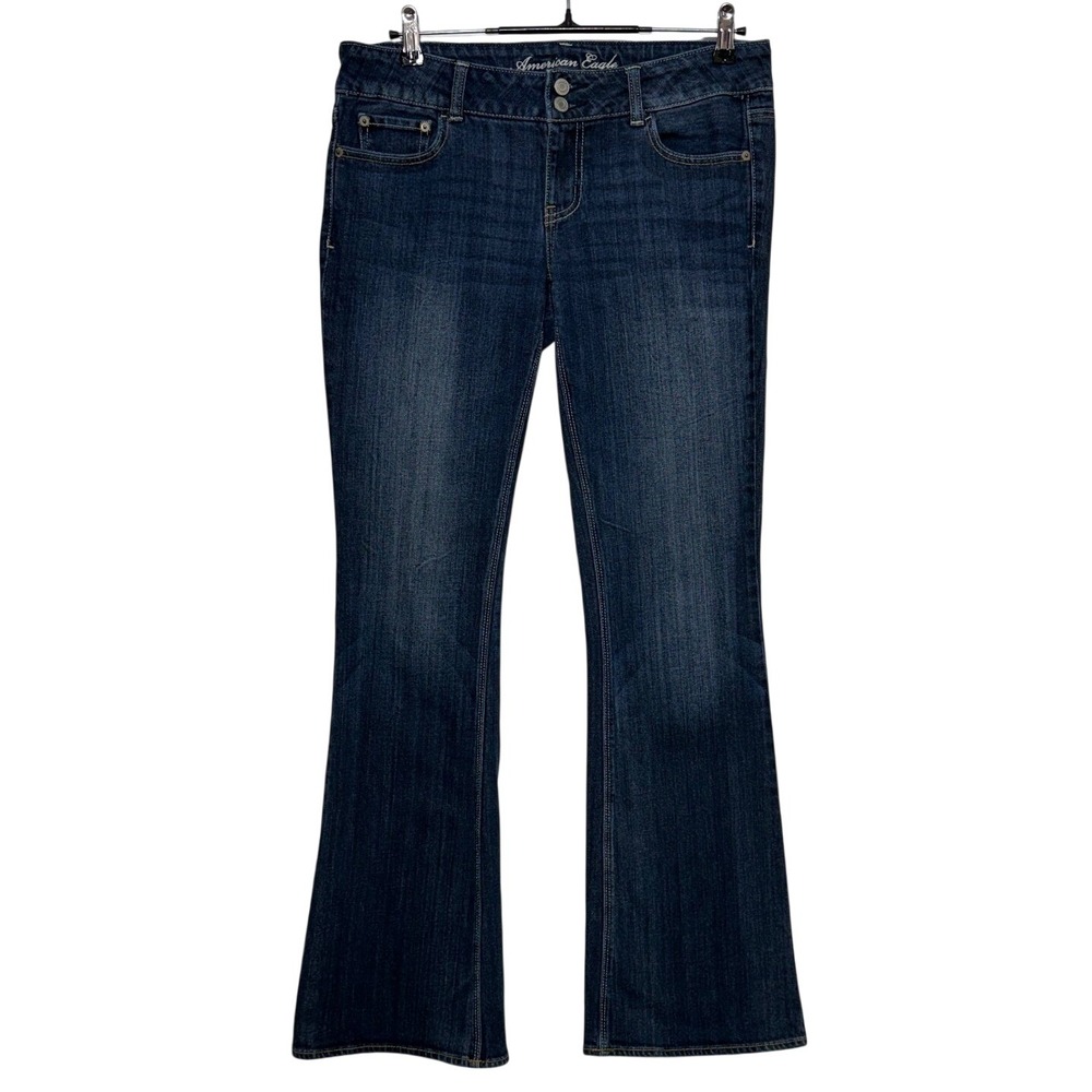 American Eagle Jeans Womens 10 Long 33X33 Blue Artist Flare Stretch Dark Wash